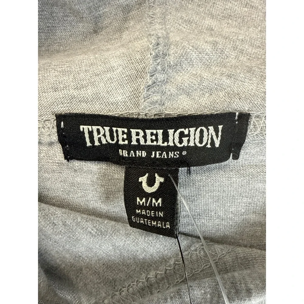 NWT True Religion Hooded Tank Men M Light Grey World Tour Buddha Sleeveless Gym